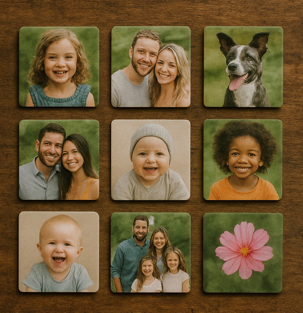 2"x2" Custom Photo Magnets Set of 9